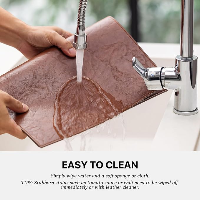 Baroyal Faux Leather Placemats Set of 4 Vinyl Washable Wipeable Table Mats for Kitchen Dining Table Heat Resistant Waterproof Indoor/Outdoor Placemats Non-Slip Easy Clean Place Mats (Reddish Brown)