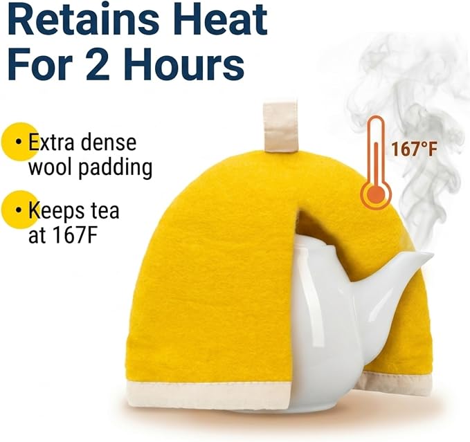 Glaciart One Wool Teapot Cozy Kettle Cover | Dome Shaped Large Tea Cosy, Kettle or French Press | Handmade & Needle Felted from Natural Wool | Warms Up to 2 Hours | Great as Gift