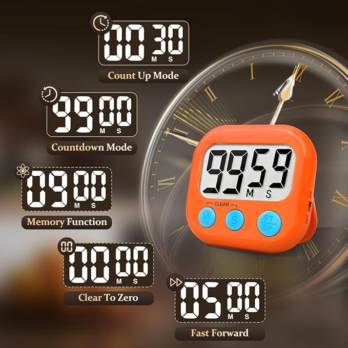 6 Pack Digital Kitchen Timer Small Classroom Timers for Kids Teachers (Orange&Green)