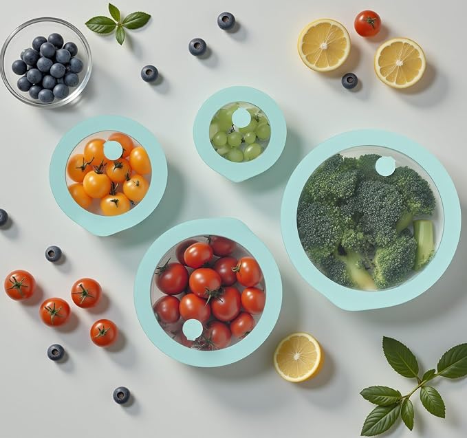 Glass Food Container Set with Glass Lid, 4 Pack, Meal Prep Containers with Silicone Framed Airtight Lid, Leakproof, 100% Plastic Free,