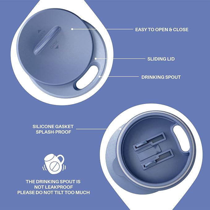 Ideus 16 oz Insulated Coffee Mug with Handle and Lid, Double Wall Stainless Steel Vacuum Thermal Coffee Mug, Travel Coffee Cup Thermal Cup for Home and Office, Ocean Blue 2.0