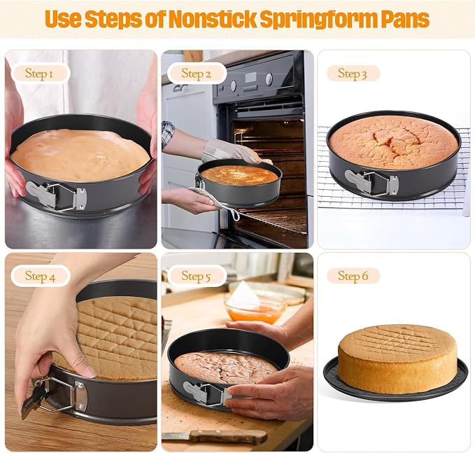Heart Springform Cake Pan Set of 3 Non Stick Durable Cake Baking Pans with Removable Bottom Cake Molds for Baking