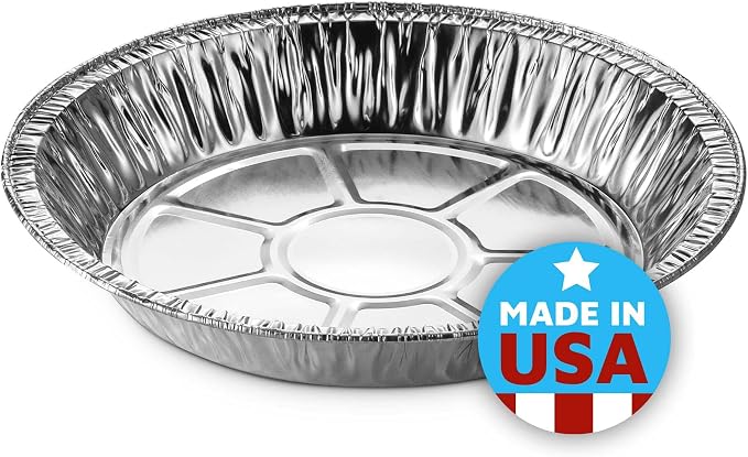 MontoPack Disposable Aluminum Foil Pie/Tart Pan | Round Cake Pan for Baking Personal Mini Pies, Homemade Cakes & Quiche | 9 Inch Pie/Tart Pans - 100 Pack