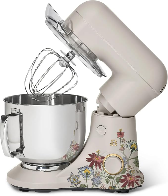 5.3 Qt Stand Mixer, 300W Electric Kitchen Mixer with 12 Speeds, Tilt Head Design, Stainless Steel Bowl, Dough Hook Whisk Beater Splash Guard (Wildflower Porcini Taupe)