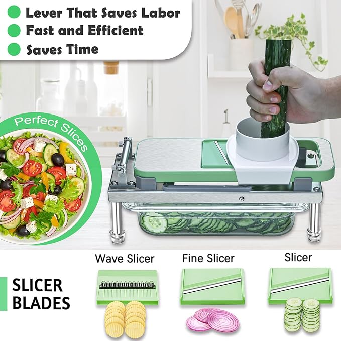Vegetable Chopper Veggie Cutter Onion Food Potato Dicer with Container | Stainless Steel Construction, Fruit Potato Salad Dicer, Dishwasher Safety, Easy Cleaning, Safety Hand Guards