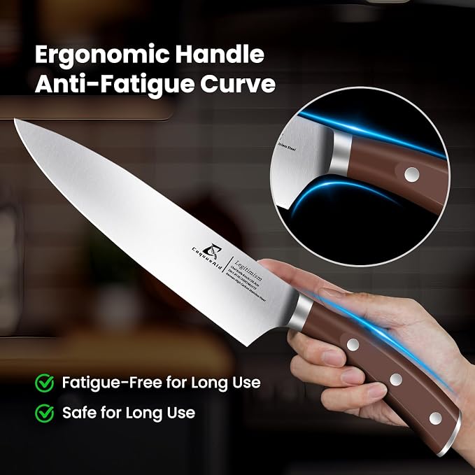 CoquusAid Knife Set, Upgrade 15 Pcs Knife Block Set with Widened Ventilated Slot, German Stainless Steel Kitchen Knives Set with Sharpener, Professional Chef Knives Set, Full Tang Ergonomic Handle