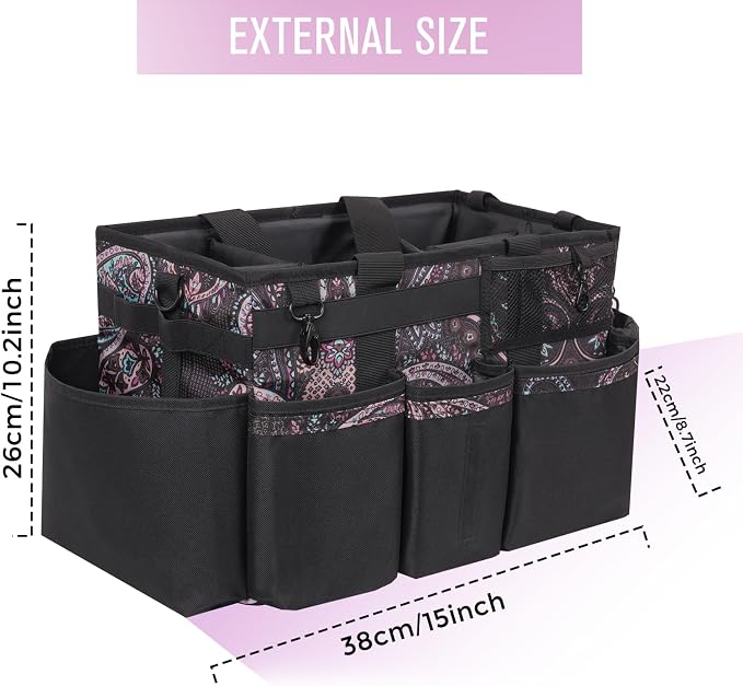 SCAVATA Wearable Cleaning Caddy, Cleaning Caddy Supplies Organizer with Handle & Shoulder Straps for Housekeepers, Under Sink & Car Cleaning Tool Organizers Bag with 4 Foldable Divider (Totem)
