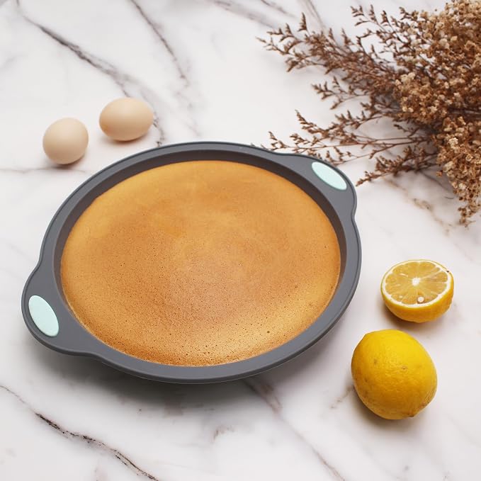 9 Inch Silicone Round Cake Pans, 2 Pack Nonstick Silicone Baking Pans Set, Food Grade Cake Molds, with Metal Reinforced Frame More Strength
