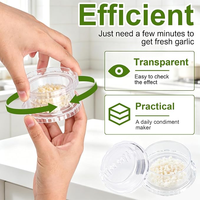 2PCS Clear Manual Garlic Twister | Multi-Functional Garlic Press Tool, For Garlic, Onion, Ginger, Herbs, Nuts