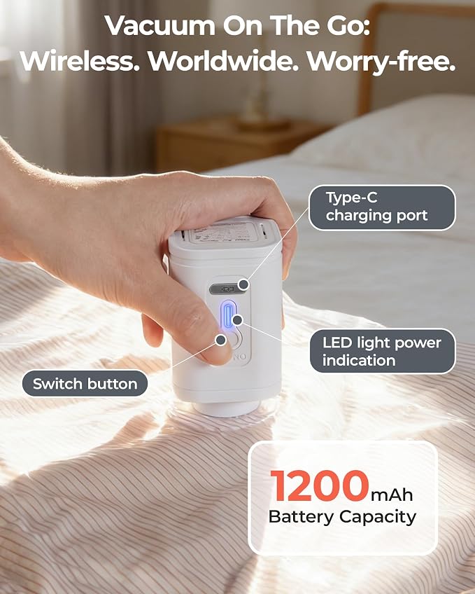 BAGSMART Travel Vacuum Bags with Rechargeable Electric Pump, 21PC Kit | Heavy-duty PA+PE material, Bonus Shoe, Laundry & Toiletry Bags, Save 80% Space Ideal for suitcase packing, travel & home.