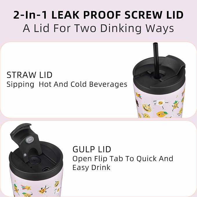 BJPKPK 26 oz Coffee Tumbler with Straw, Insulated Stainless Steel Cup | Double Wall Vacuum, Leak Proof Lid, Keeps Hot/Cold/Iced, BPA Free, Travel & Outdoor, Hawaii Fruits-Purple