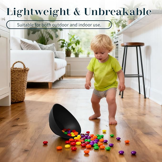 Plastic Bowls 26 OZ, Unbreakable Wheat Straw Bowl 4 PCS, Microwave and Dishwasher Safe Oval Bowls for Serving, Dinner, Lightweight Kitchen Bowl for Soup, Cereal, Fruit - Black