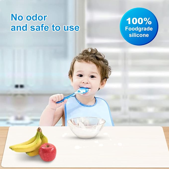 Silicone Mat for Kitchen Counter, 27.5" x 16.5" x 0.08", Translucent | Heat Resistant, Nonslip, Multipurpose Countertop Protector, Shipped Rolled Up
