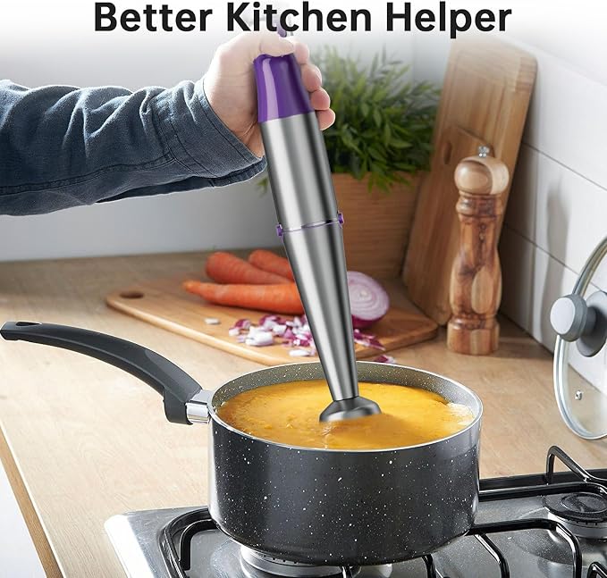 Turelar Immersion Blender Handheld 5 in 1 Hand Blender Set 1100W Heavy Duty | Trigger Variable Speed, Emulsion Stick Mixer with Food Processor, Whisk, Frother, for Soup, Puree, Baby Food, Anti-scratch