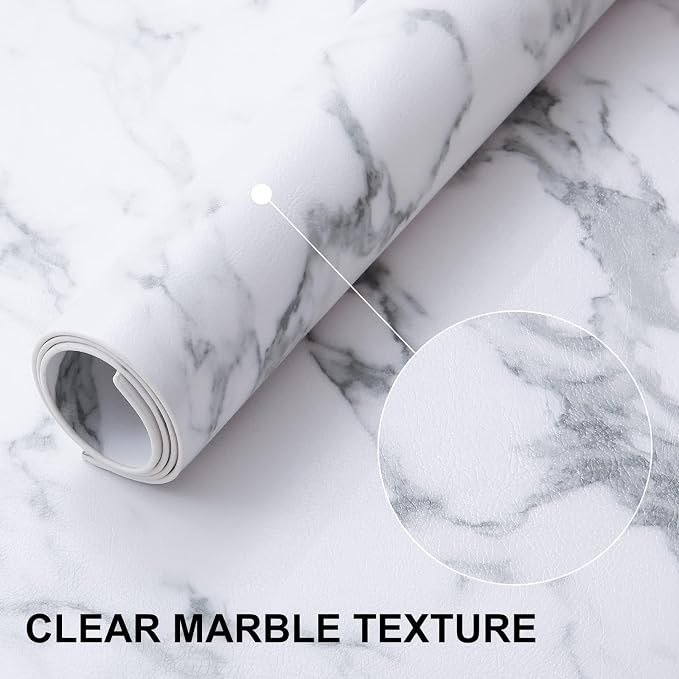 Faux Leather Heat Resistant Placemats 6 Packs, Waterproof Wipeable Dining PU Place Mats for Indoor & Outdoor, Easy to Clean, Marble