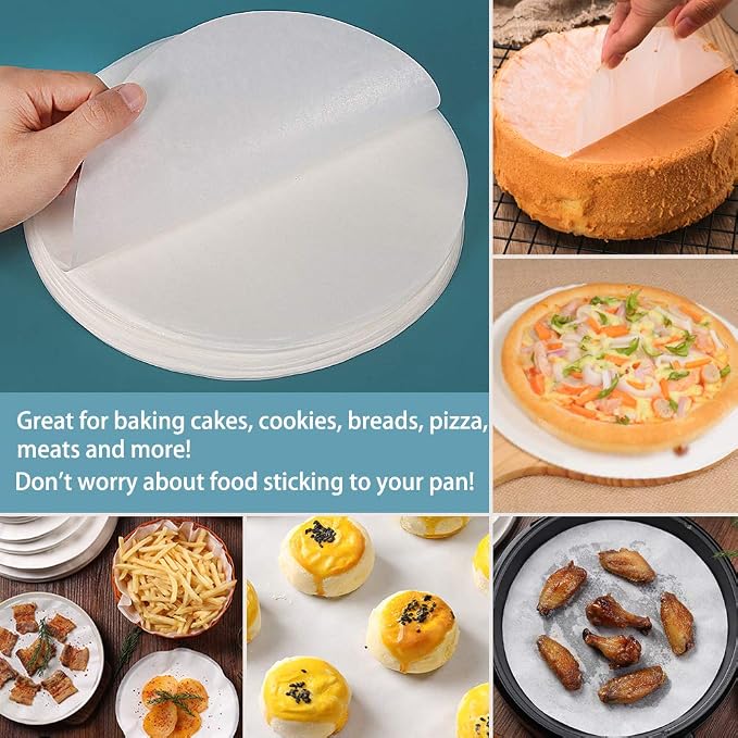 Baking Parchment Rounds, Set of 100, Non Stick 10 Inch Round Parchment Paper/Cake Parchment Circles for Cake Pan, Tortilla Press and so on(7/8/9/12inch Available)