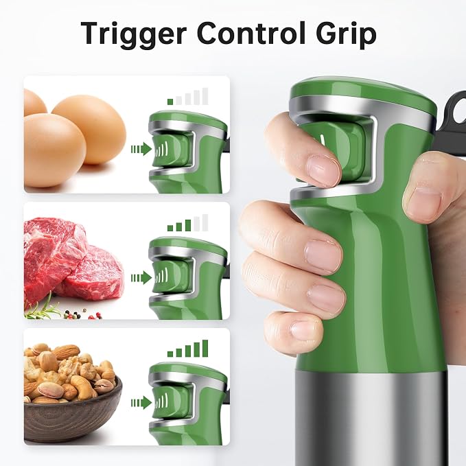 Turelar Immersion Blender Handheld 5 in 1 Hand Blender Set 1100W Heavy Duty | Trigger Variable Speed, Emulsion Stick Mixer with Food Processor, Whisk, Frother, for Soup, Puree, Baby Food, Anti-scratch