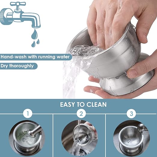 KEISSCO Stainless Steel Mortar and Pestle Set, Spices Grinder Pill Crusher with Silicone Protective Lid - Heavy Duty Mortar Pestle for Molcajete Herb Bowl, Pesto Powder, Spices Herbs Grinder