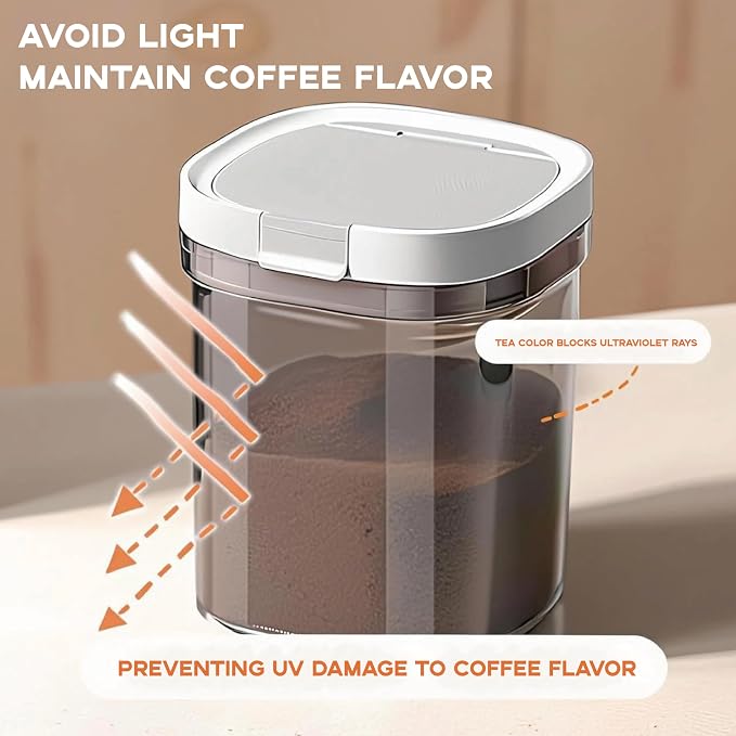15oz Coffee Canister, Airtight Storage Container, 1300ml | Food Storage Container with Magnetic Scoop, Kitchen Jar for Grounds, Beans, Tea, Sugar, Flour, Cereal