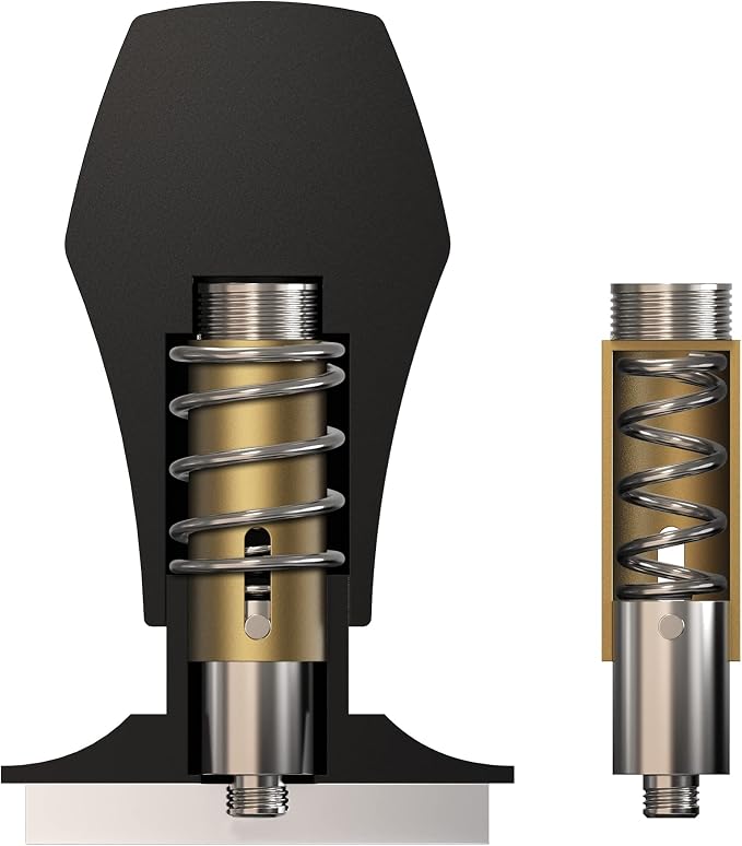Normcore V4 Coffee Tamper 53.3mm - Spring-Loaded Tamper - Barista Espresso Tamper with 15lb / 25lb / 30lbs Replacement Springs - Anodized Aluminum Handle and Stand - Flat Base, Black
