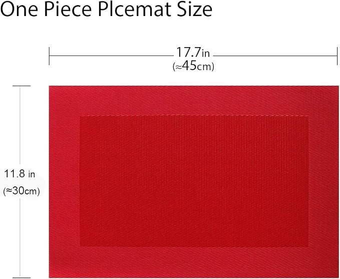 Vinyl Placemats Heat-Resistant Table Mats Washable Easy Clean Plastic Placemats for Dining Table Set of 4 (Red)