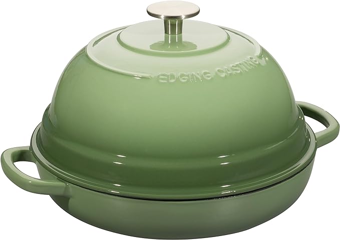 EDGING CASTING Enameled Cast Iron Dutch Oven Pot with Lid, Round Bread Oven for Homemade Sourdough Bread Baking, 6 Quart, Pistachio Green