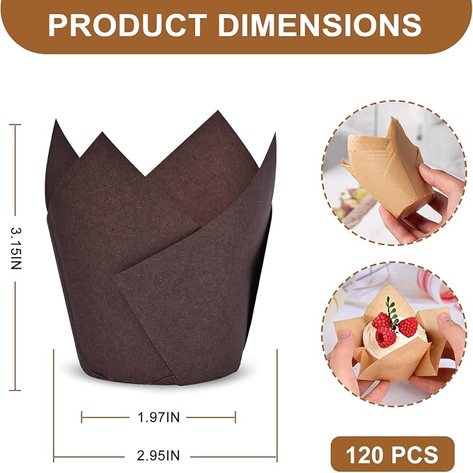 120 Counts Tulip Cupcake Liners for Baking Cups, Food Grade Parchment Paper Muffin Liners Holders, Standard Tulip Cupcake Liners, Greaseproof Cupcake Wrappers for Party, Christmas by Neyimqr (MIX)
