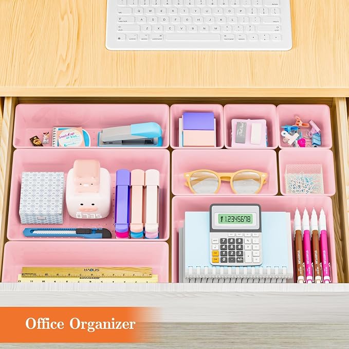 SpaceHacks 25 PCS Plastic Drawer Organizer, 4-Size Versatile Organizer Trays & storage Bins