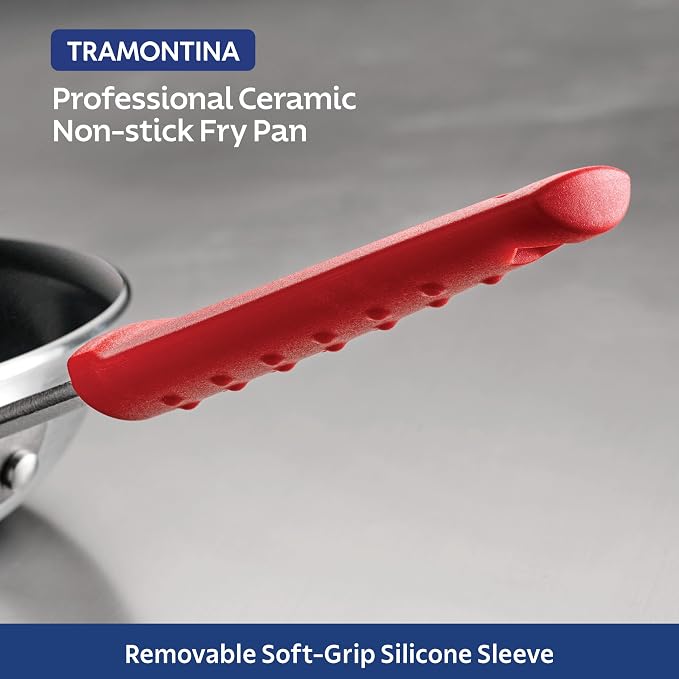 Tramontina Professional 8-Inch Ceramic Non Stick Small Frying Pan | Heavy-Gauge Aluminum Skillet with Ceramic Nonstick Coating, Dishwasher and Oven Safe, Black, Made in Brazil