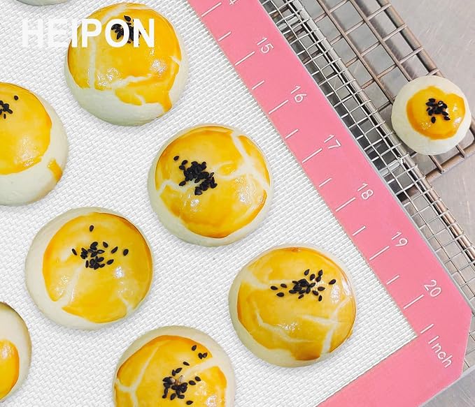 Macaron Silicone Baking Mats,22.44"Lx14.57"W,Pastry Mats Rolling Dough,Non-Stick,40 Macaron Molds,Cookie Sheet Liners,Reusable Baking Mat (2, Pink)