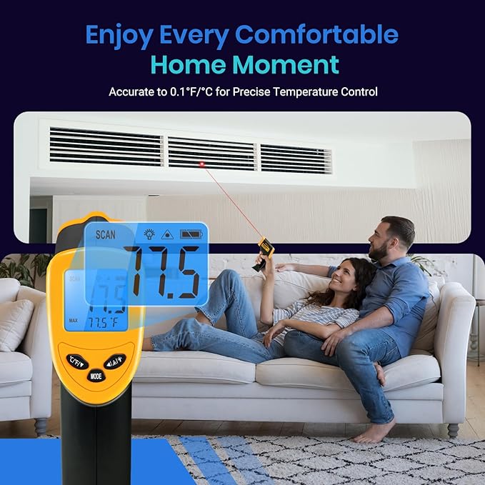 Etekcity Infrared Thermometer Laser Temperature Gun, -58°F~1130°F | Cooking, Pizza Oven, BBQ, Meat, Kitchen, Reptile, HVAC, Adjustable Emissivity, MAX Display, High Temperature