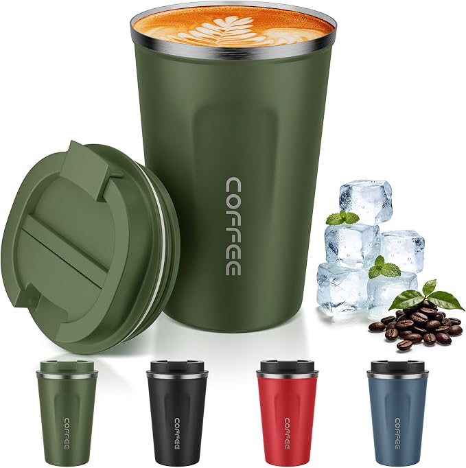 MOMSIV 12oz Travel Coffee Mug, Insulated Coffee Cup with Leakproof Lid | 6-Hour Heat Retention, 360°Leak proof, Vacuum Stainless Steel Double Walled, BPA-free, Reusable And To Go Coffee Mug