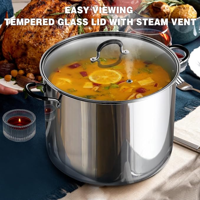 Cook N Home Professional 3 Quart Stainless Steel Stock Pot with Lid | Induction Cookware for Soup, Canning,Oven Safe, Dishwasher Safe