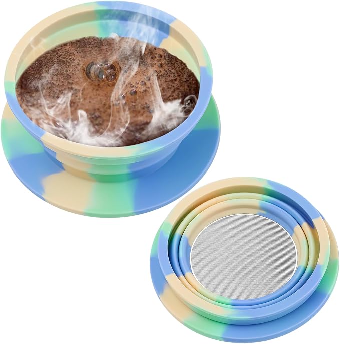 Collapsible Travel Pour Over Coffee Dripper Kit Single Cup, Paperless Camping Pour Over Coffee Maker with Metal Filter, Backpacking Manual Coffee Maker for Camping Coffee