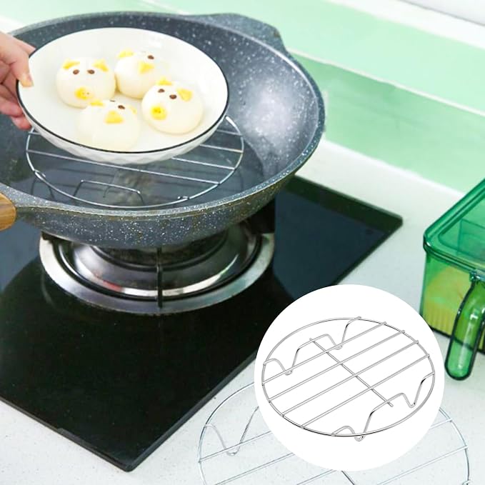 2 Pack Round Cooking Racks, 304 Stainless Steel Baking and Cooling Steaming Roasting Rack for Air Fryer Pot Pressure Cooker Canning(6.9 Inch)