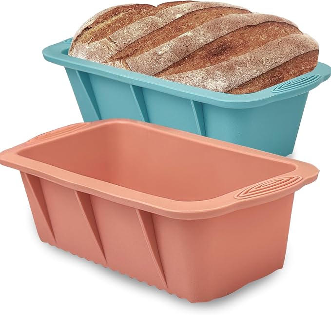 Koolstuffs Silicone Bread Loaf Pan, 2 PCS Rectangular Non-Stick Baking Mold Pans for Oven, Bread, Cake, Easy Release | Rectangular Non-Stick Baking Mold Pans for Oven, Bread, Cake, Easy Release