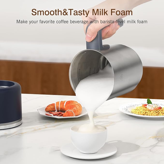 SIMPLETASTE Milk Frother, 4 in 1 Electric Milk Steamer, 16.91oz/500ml Automatic Warm and Cold Foam Frother for Coffee, Latte, Macchiato, Cappuccino, Hot Chocolate, Easy to Clean