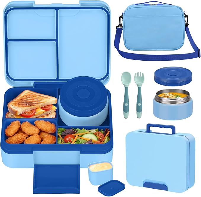 HWONMTE Bento Lunch Box Set for Kids with Soup Thermo Food Container Adults | Bento Lunch Box Set for Kids with 9.5oz Soup Thermo Leak-Proof Food Container with Insulated Lunch Bag Hot Food Jar Girl