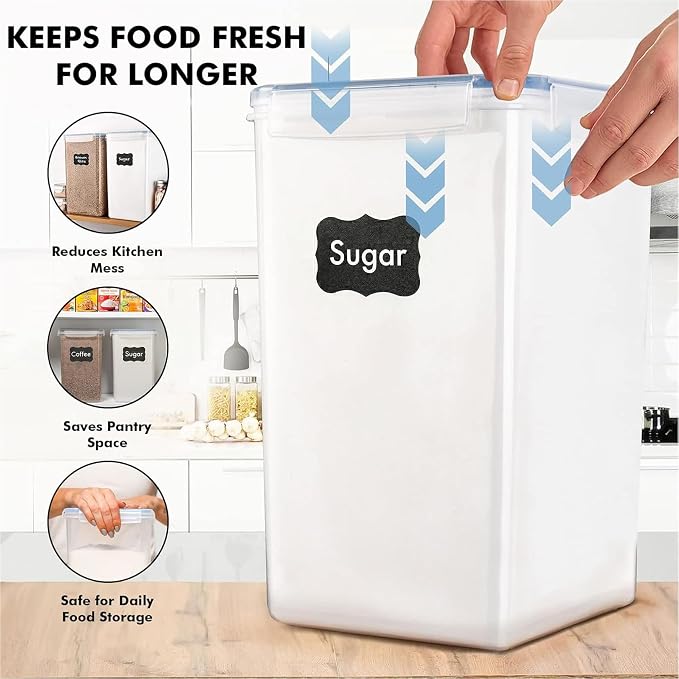 2 PC [7 Qt / 6.5L / 220 Oz] Large Food Storage Containers with Lids Airtight - BPA Free Clear Plastic Kitchen and Pantry Storage Containers for Cereal, Flour, Sugar, Rice