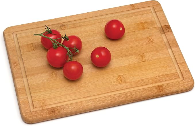 Lipper International Bamboo Wood Kitchen Cutting and Serving Board with Non-Slip Cork Backing, Medium, 13-3/4" x 9-3/4" x 5/8"