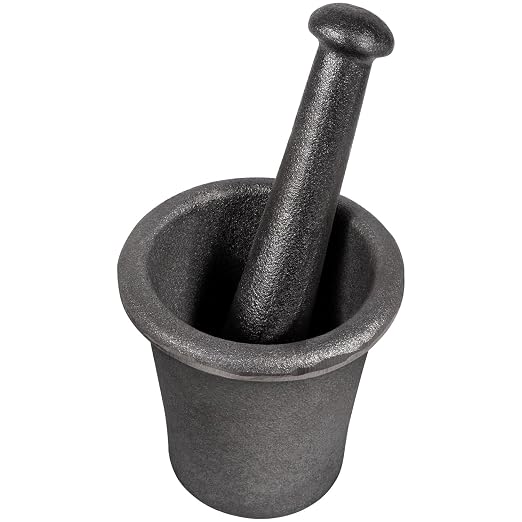 Cast Iron Mortar and Pestle Tool Set Rock-Ore Crusher Grinder Large Size 8 Pound / 3.6KG, Gold Panning Mining Pulverizer, Multipurpose for Kitchen Spices Grinder Smasher
