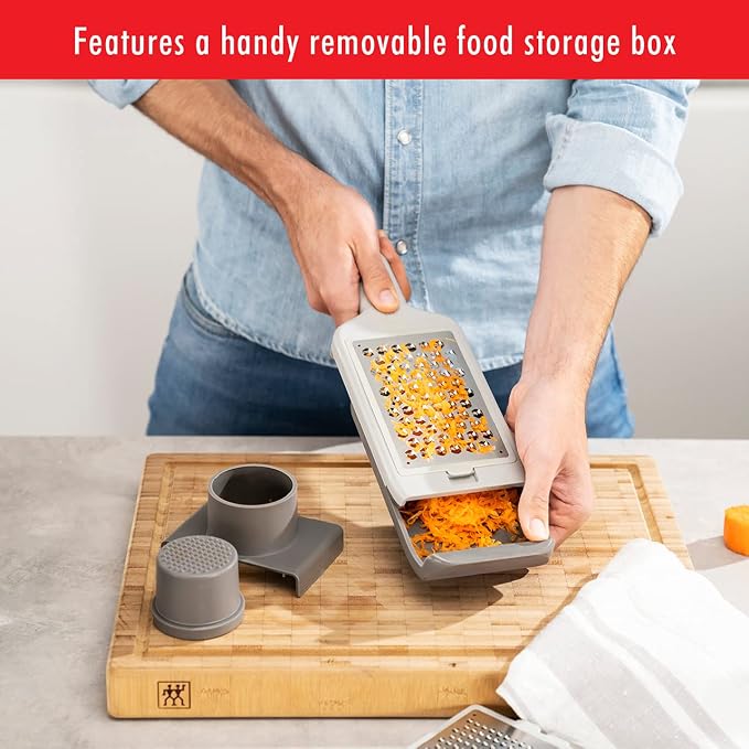 ZWILLING Z-Cut Multifunctional Grater, Mandoline, Faster Grating Technology, Zester, Rasp Grater, Slicer, Finger Guard, Grey