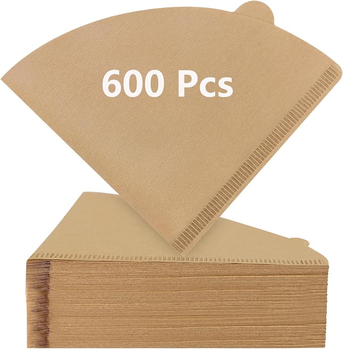 Clinuse Cone Coffee Filters #2, 600 Count Unbleached Size 02 Coffee Filter, Disposable Natural Paper Filters 2-4 Cup, 02 Cone Filters for Pour Over and Drip Coffee Maker
