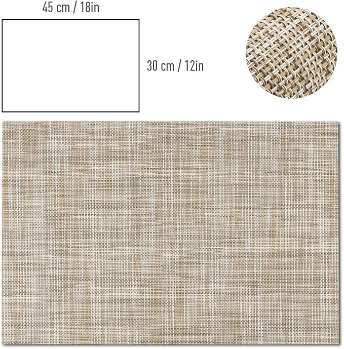 homEdge PVC Placemat, 4 PCS of Non-Slip Heat Resistant Place Mats, Washable Vinyl Placemats, Set of 4 – Linen Yellow