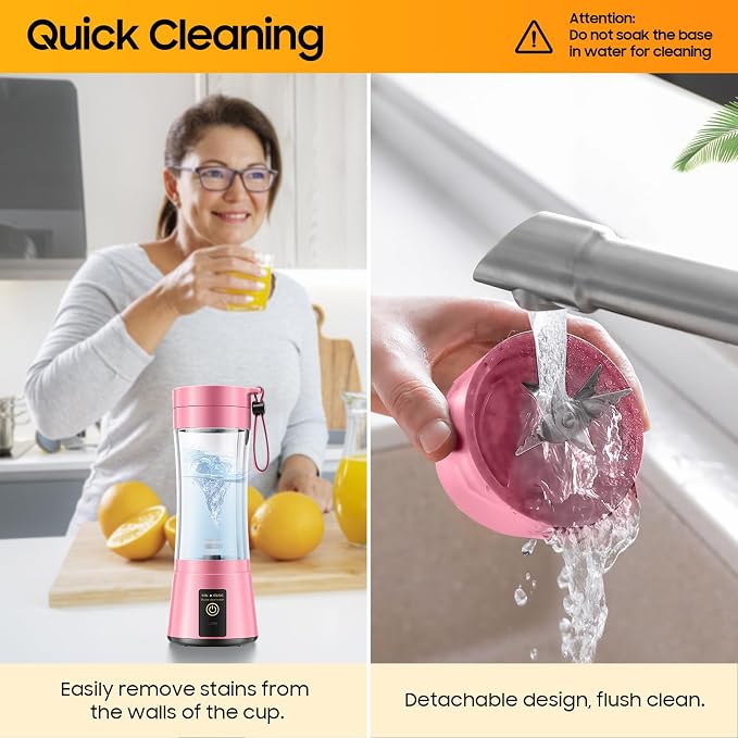 Portable Blender Personal Size Blender Make Smoothies, 12oz Mini Travel Cup | BPA-Free Small Blender with High Blending Speed, 6 Steel Blades, Easy Clean, Freshly Squeezed in Sports/Office/Gym