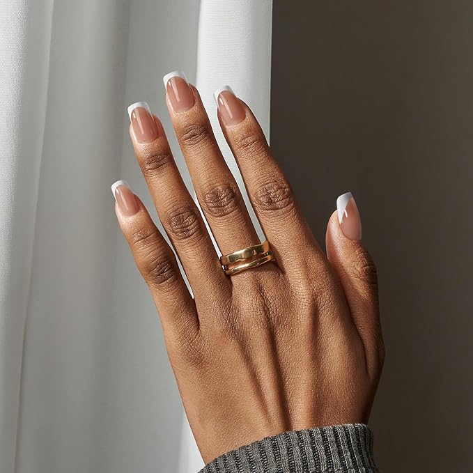 BTArtboxnails XCOATTIPS White French Tip Press On Nails, Short Square, Brown | Lamp-Curable 4-Week Wear, Salon Quality Value at Home, Natural Nail Look, Easy-to-Apply for Beginners, 160ct Nail Tips Only