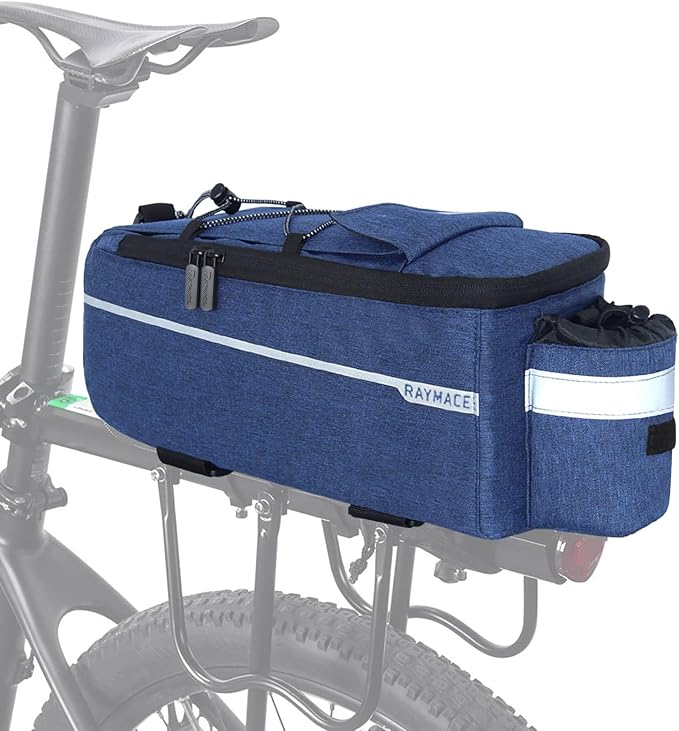 RAYMACE Bike Rear Rack Bag, Bike Trunk Cooler Bag | Bicycle Pannier for Warm or Cold Items (Navy)