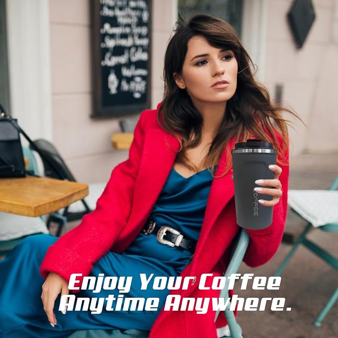 SPLMIFA Travel Coffee Mugs Leak-Proof, Reusable Coffee Cups with Lids, Stainless Steel Vacuum Insulated Coffee Tumblers, Thermal Insulation Cups for Men and Women Hot & Cold Drinks(2nd-Blue, 17OZ)