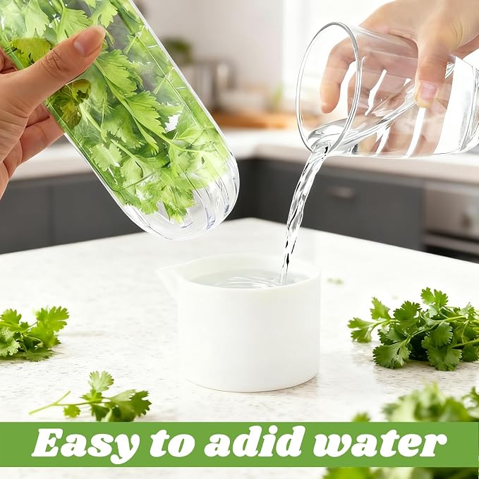 3 Pack Herb Keeper for Refrigerator, Vertical Herb Keeper for Fridge with Scissors, Vegetable Preservation Container for Cilantro, Parsley, Mint&Asparagus, Extends Freshness for 2-3 Weeks