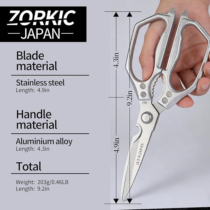 Kitchen Scissors Set Silver 3PCS, Heavy Duty Poultry Shears Kitchen Shear for Food Chicken Scissor All Purpose,Japan Meat Cutting Scissors, Bones Food Cooking Shears, Gifts for Men Women Mom Dad